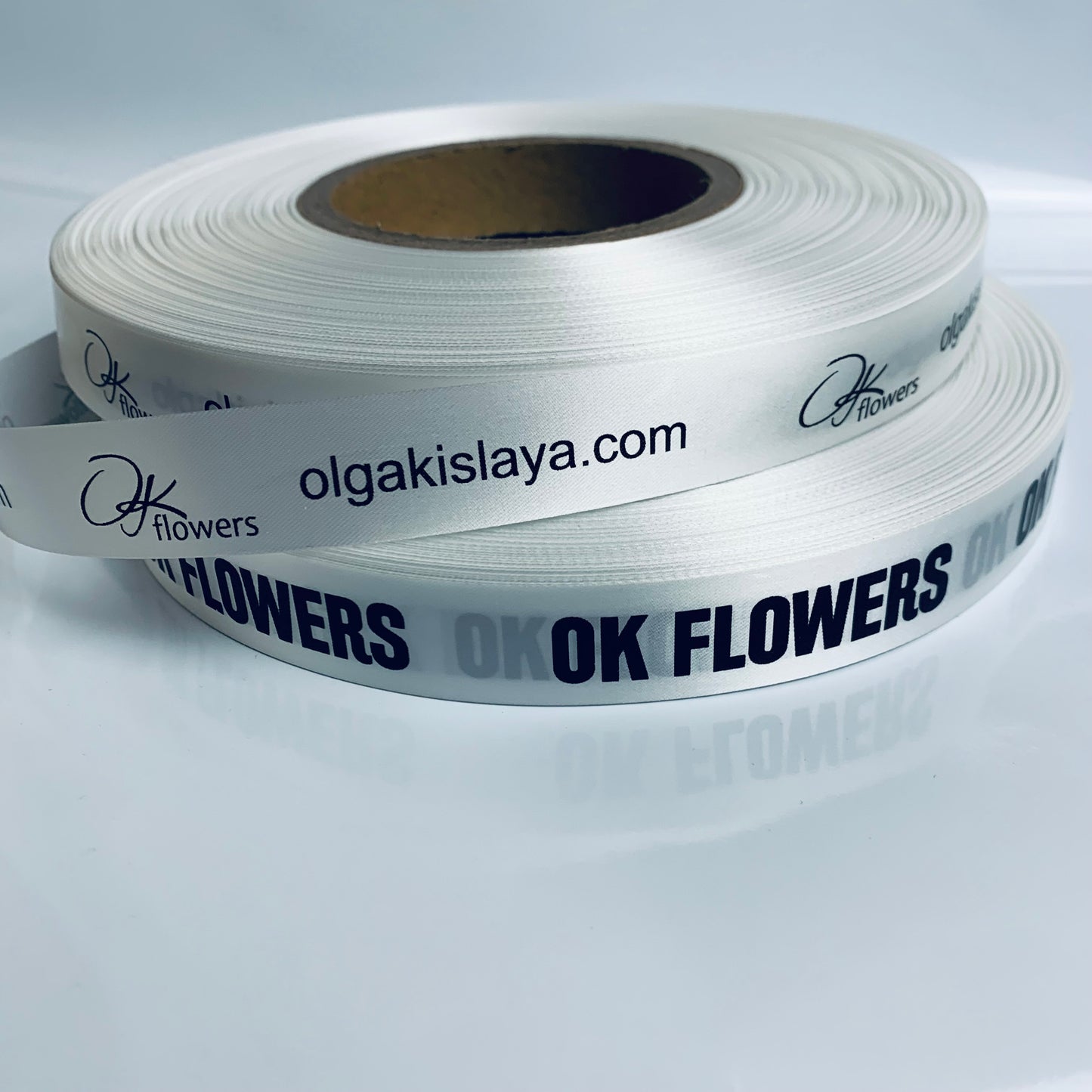 Personalised White Ribbon | 15-25 mm Satin Ribbon | Ribbon With Logo | Customised Ribbon