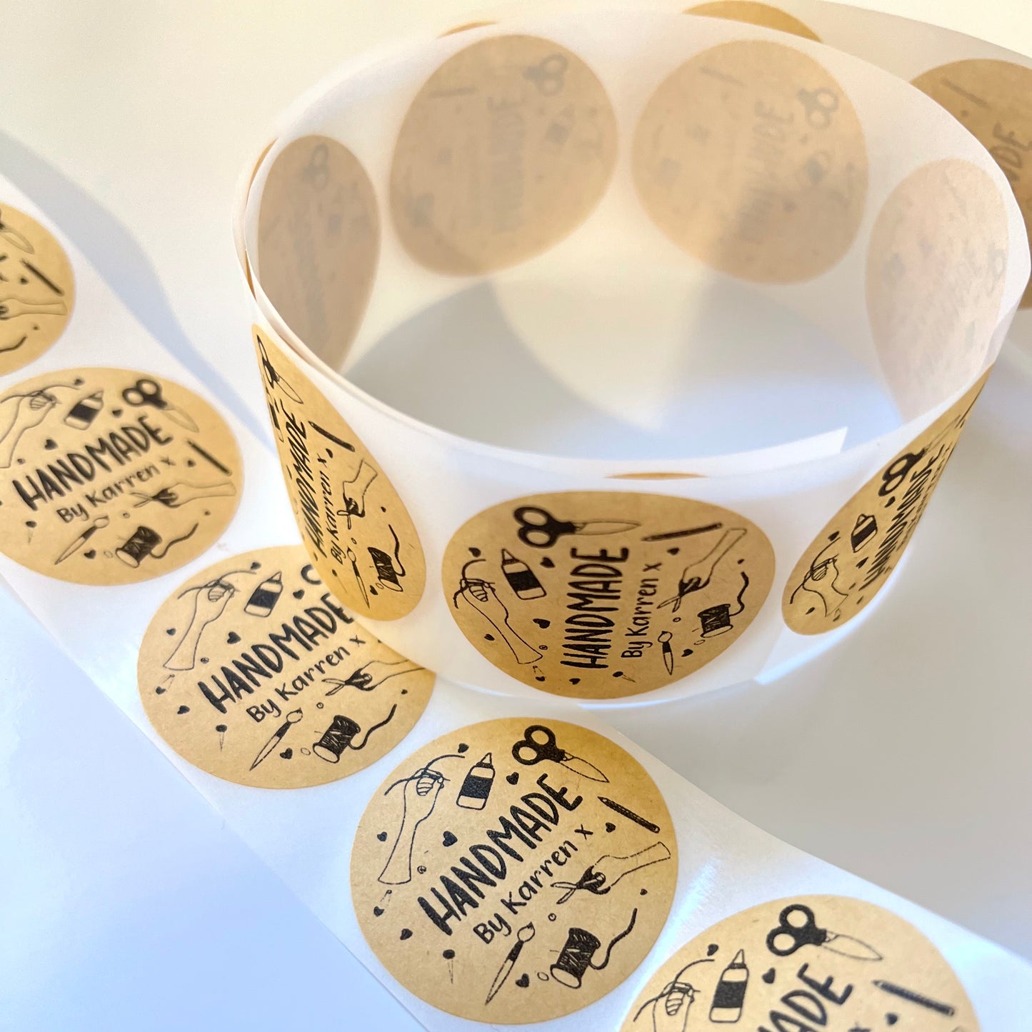 Round Kraft Stickers Handmade Style 38 mm diameter