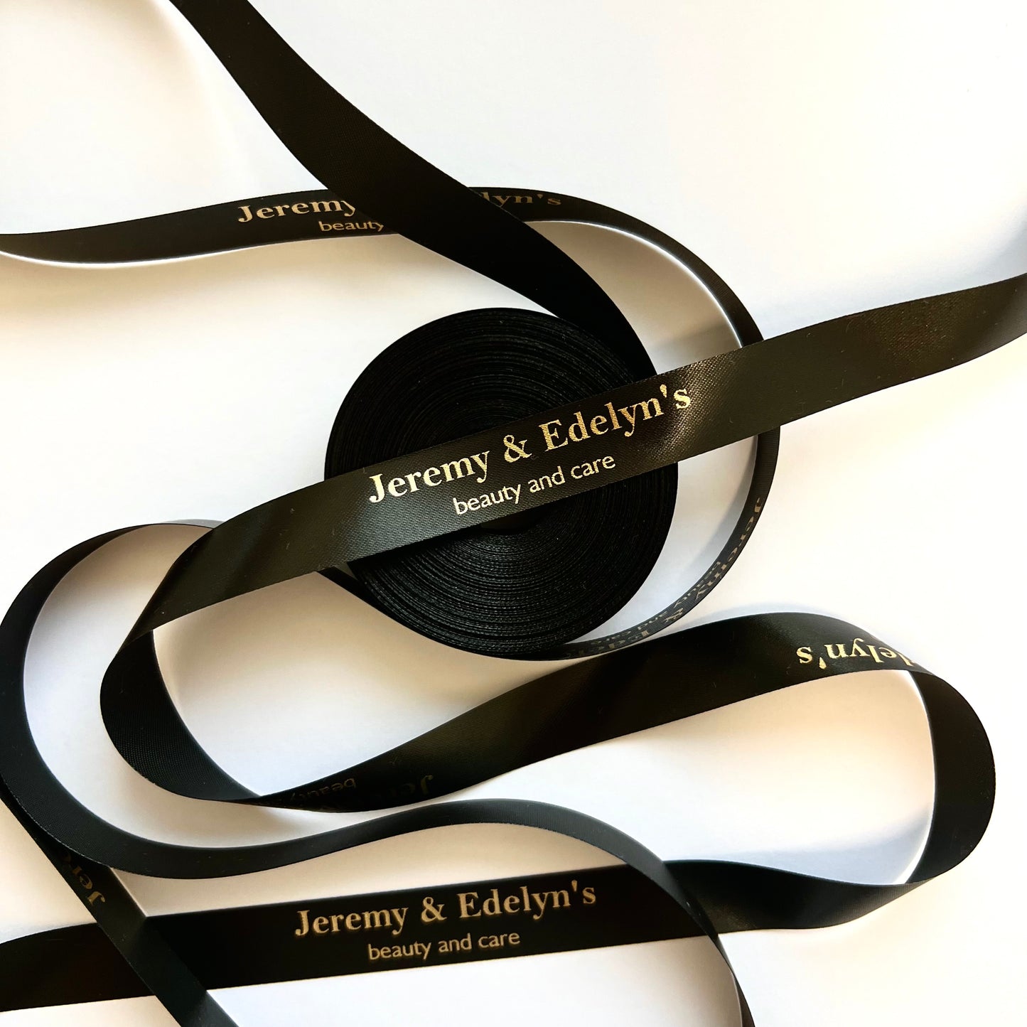 Personalised Black Ribbon | 15-25 mm Satin Ribbon | Ribbon With Logo | Customised Ribbon