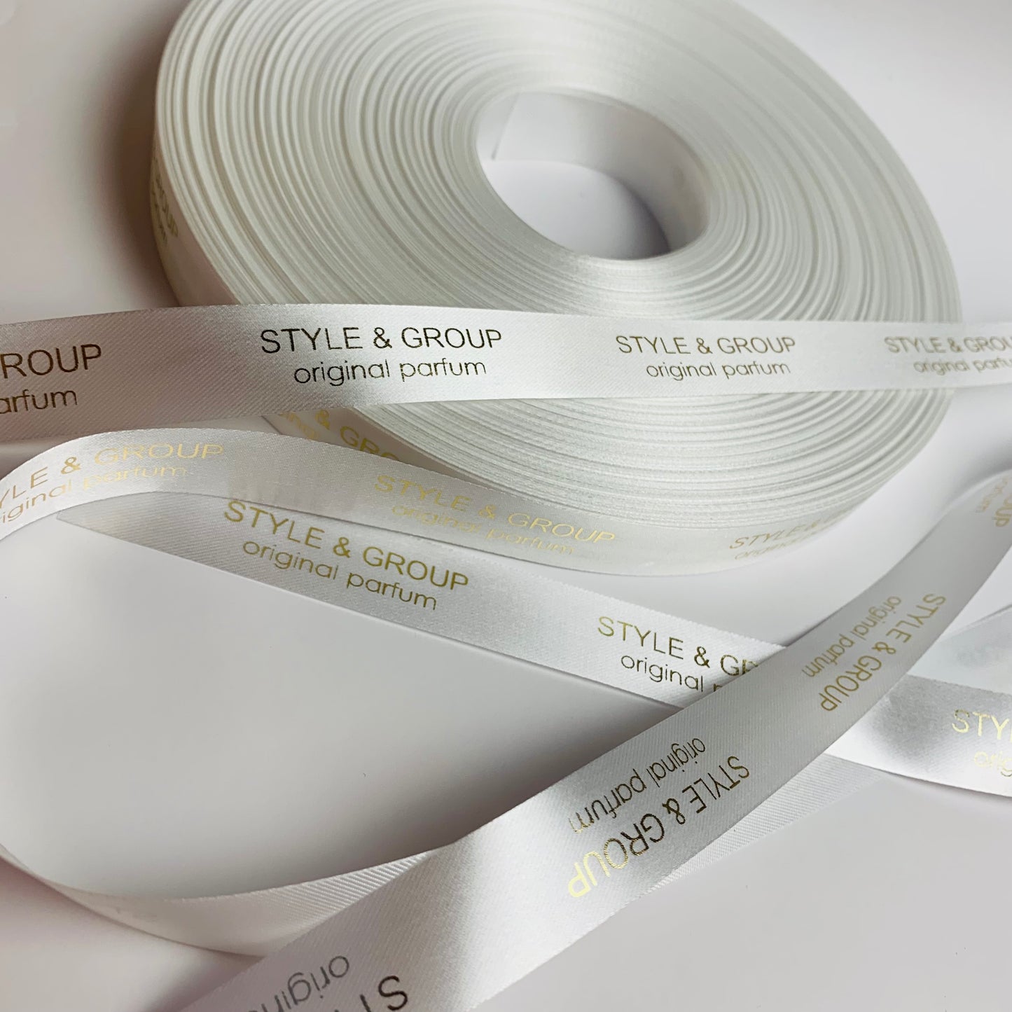 Personalised White Ribbon | 15-25 mm Satin Ribbon | Ribbon With Logo | Customised Ribbon