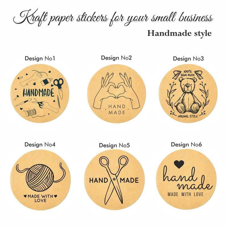 Round Kraft Stickers Handmade Style 38 mm diameter