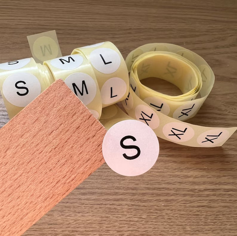 Size Stickers, Clothing Size Labels, 2 cm Size Labels