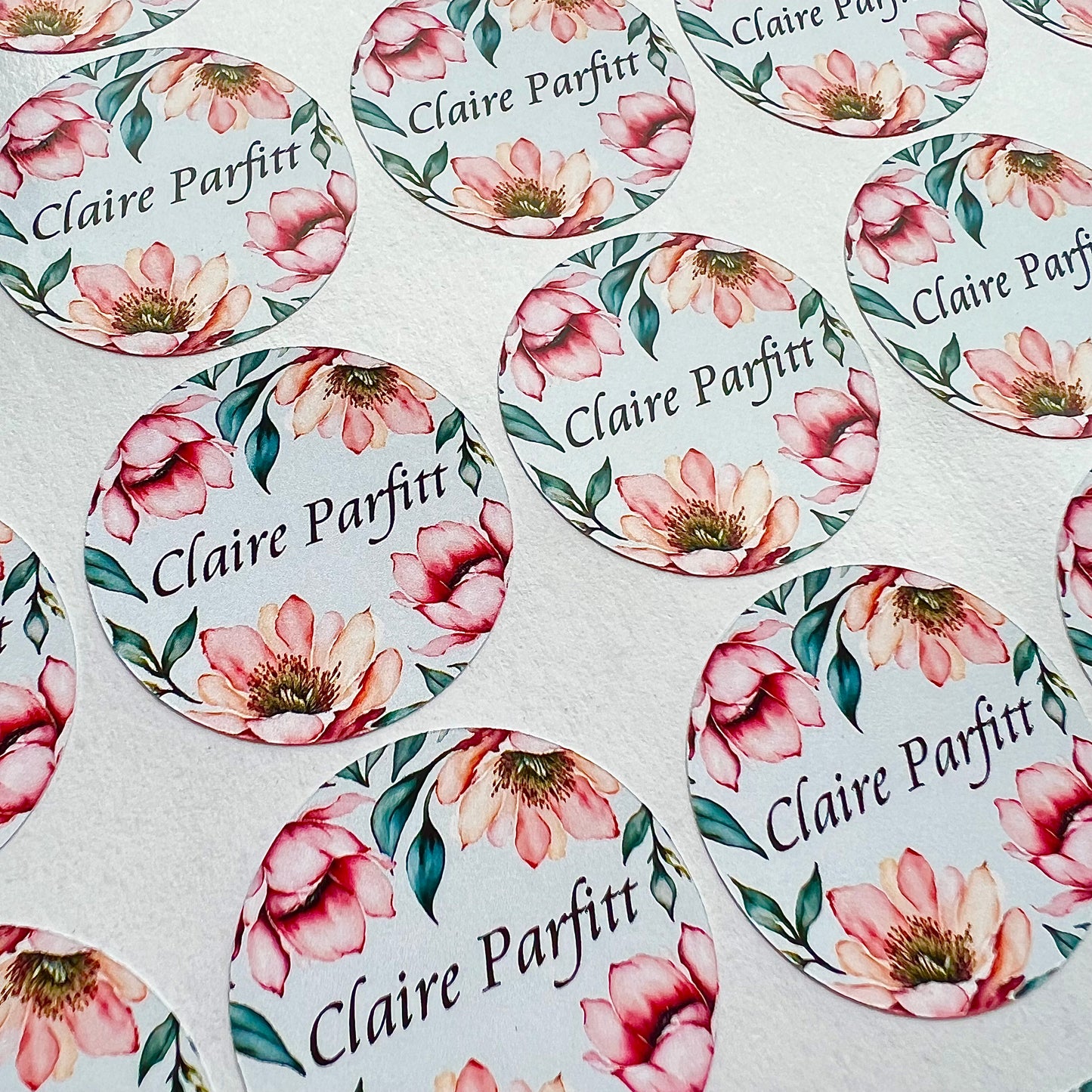 Personalised Floral Round Stickers | Custom Flower Stickers | Stickers With Name | Wedding Stickers