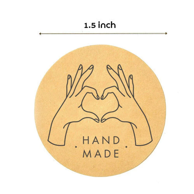 Round Kraft Stickers Handmade Style 38 mm diameter