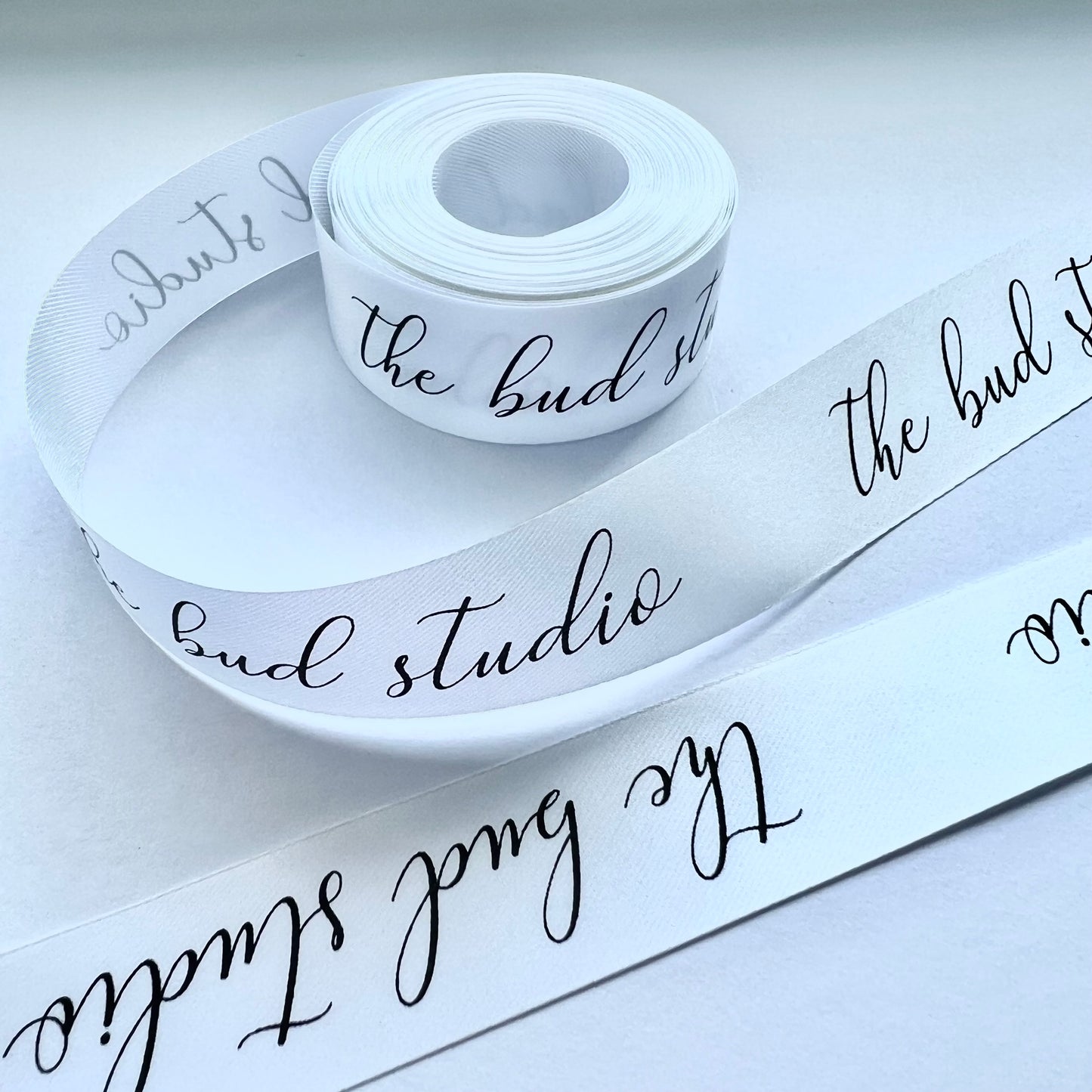 Personalised White Ribbon | 15-25 mm Satin Ribbon | Ribbon With Logo | Customised Ribbon