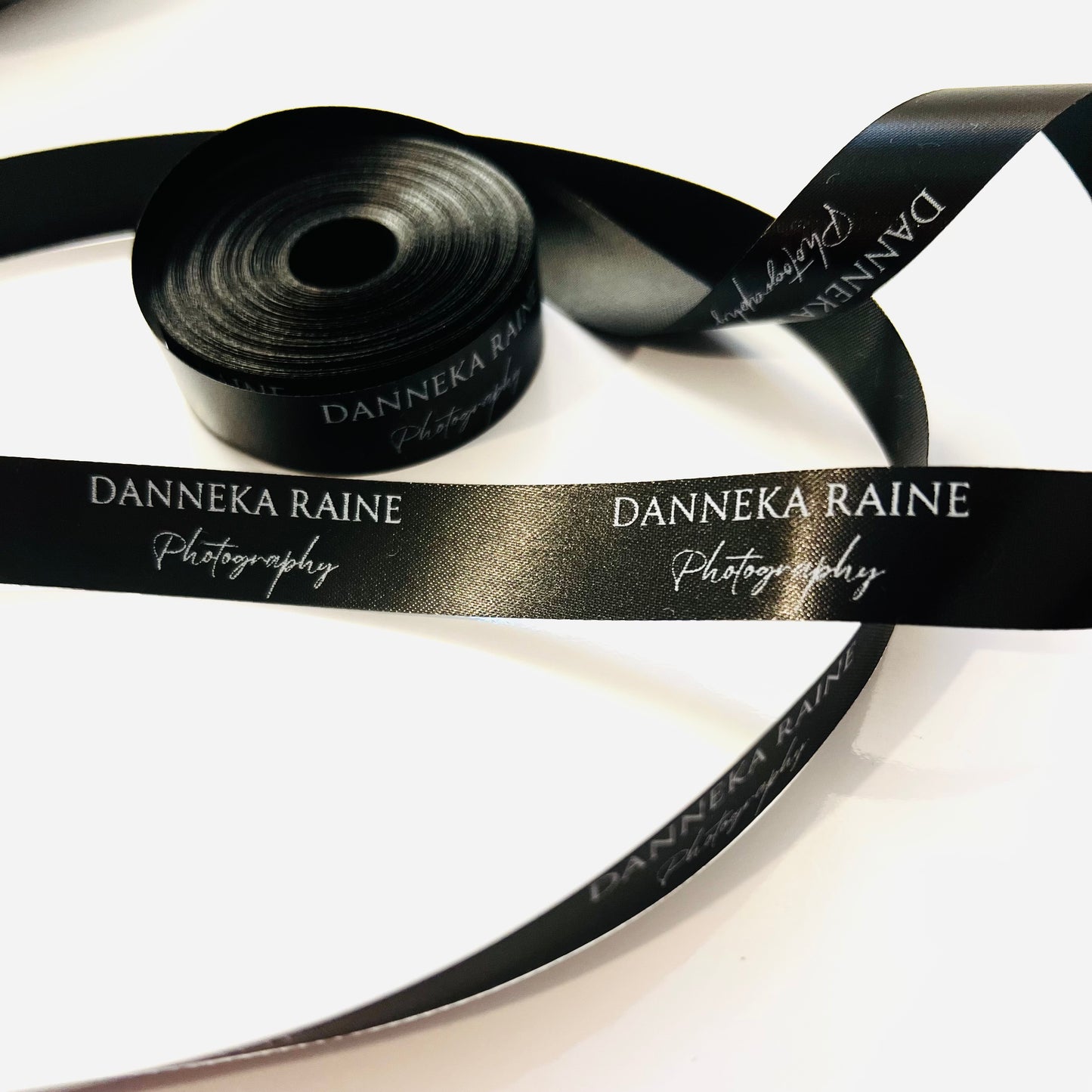 Personalised Black Ribbon | 15-25 mm Satin Ribbon | Ribbon With Logo | Customised Ribbon