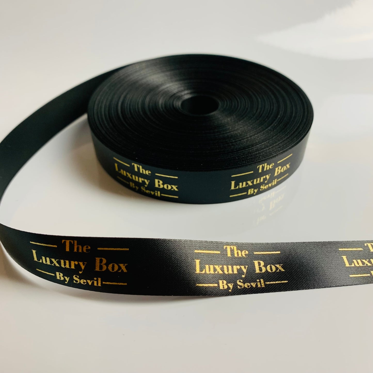 Personalised Black Ribbon | 15-25 mm Satin Ribbon | Ribbon With Logo | Customised Ribbon