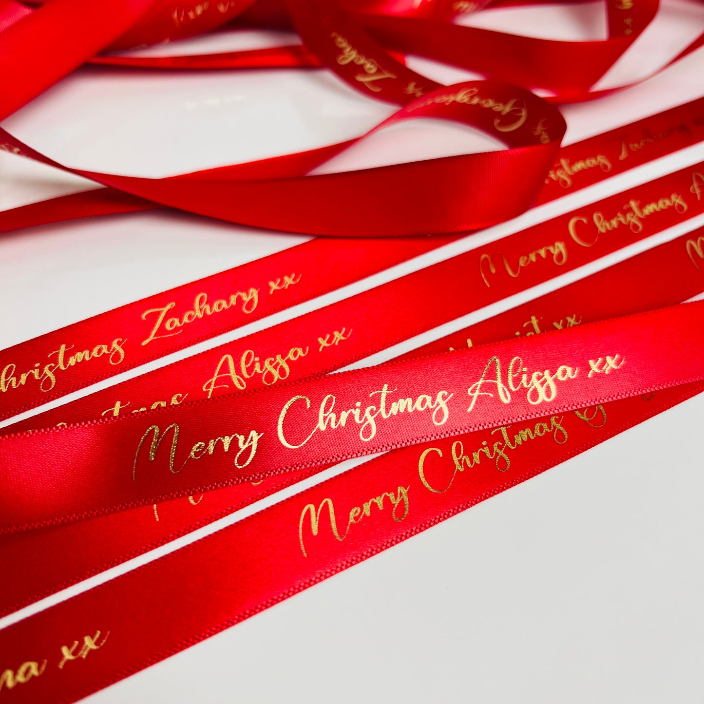 Personalised Red Ribbon | 15-25 mm Satin Ribbon | Ribbon With Logo | Customised Ribbon